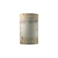 Justice Design – CER-1295-TRAG-GU24 – Large Cylinder W/ Perfs Open Top and Bottom Sconce Greco Travertine Finish (Textured Faux)Textured Faux