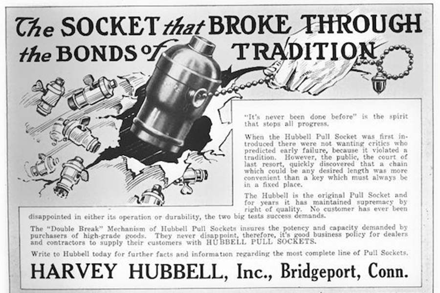 old Hubbel socket ad print