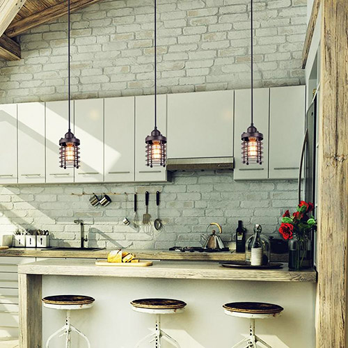 pendant lights over bar