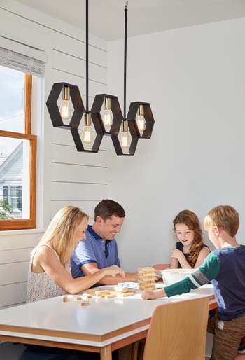 hexagon shaped dining room lighting