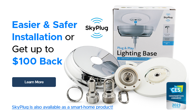 skyx product bundle with chrome canopy, plug, receptacle, and attachments advertising $100 back offer