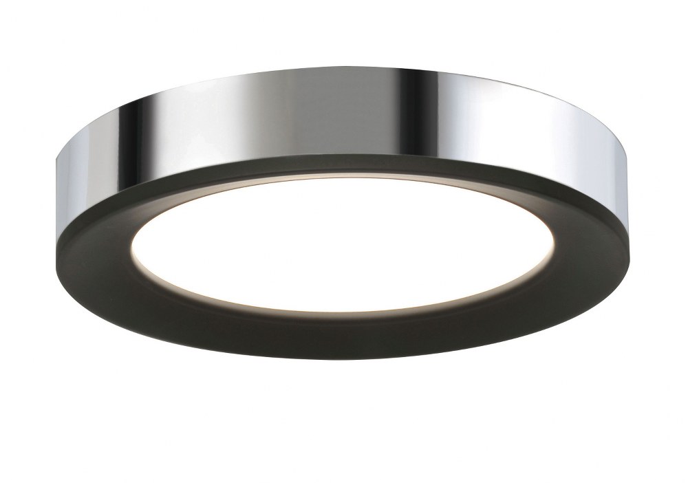 AFX-AAF121400L30D1BKPC-Alta - 12 Inch 17.5W 1 LED Low Profile Flush Mount   Black/Chrome Finish with White Acrylic Glass