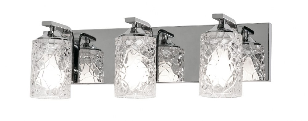 AFX-ABLV2407MBPC-Annabel - 3 Light Bath Vanity   Polished Chrome Finish with Clear Facetted Glass