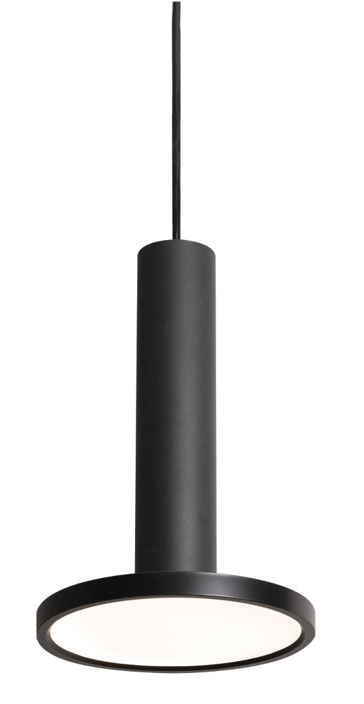 AFX-LNAP08L30D1BK-Luna - 12.38 Inch 15W 1 LED Pendant Black  Black Finish with White Acrylic Shade