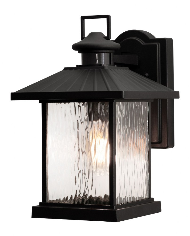 AFX-LNNW0711MBBK-Lennon - 1 Light Outdoor Wall Mount   Black Finish with Clear Water Glass