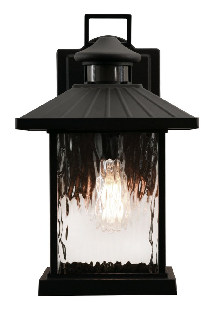 AFX-LNNW0914MBBK-Lennon - 1 Light Outdoor Wall Mount   Black Finish with Clear Water Glass