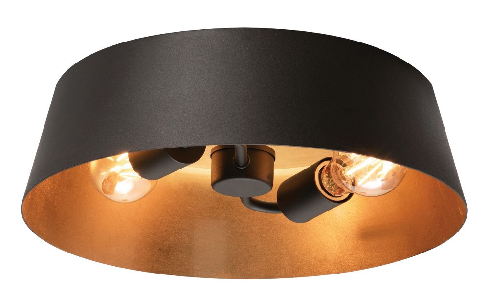 AFX-LRCF14MBBKGD-Lyric - 2 Light Flush Mount   Gold Finish with Black/Gold Steel Shade