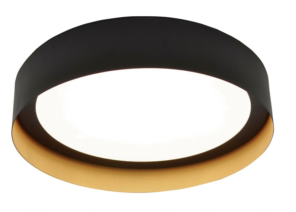 AFX-RVF121400L30D1BKGD-Reveal - 12 Inch 17.5W 1 LED Flush Mount   Black/Gold Finish with White Acrylic Glass