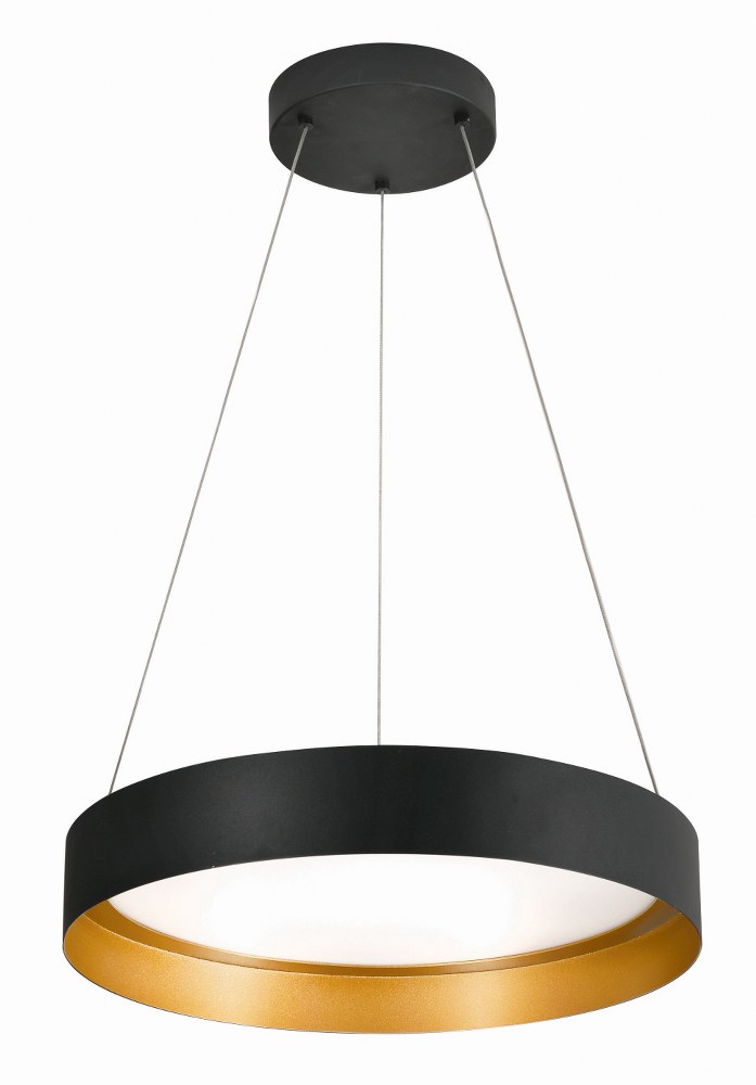 AFX-RVP20L30D1BKGD-Reveal - 19.8 Inch 36W 1 Led Pendant   Black Finish with Black/Gold Steel Shade