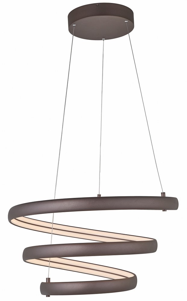 Abra Lighting-10005PN-BZ-Sling - 31.3 Inch 160W 1 LED Oval Spring Pendant Bronze Titanium Silver Finish with White Glass