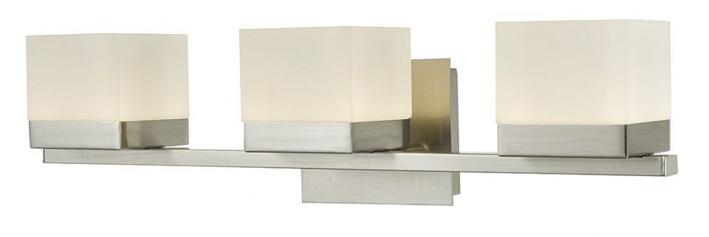 Abra Lighting-20023WV-BN-Cubic - 22.4 Inch 16.8W 3 LED Square Edge Lite Bath Vanity Brushed Nickel Bronze Finish with White Glass