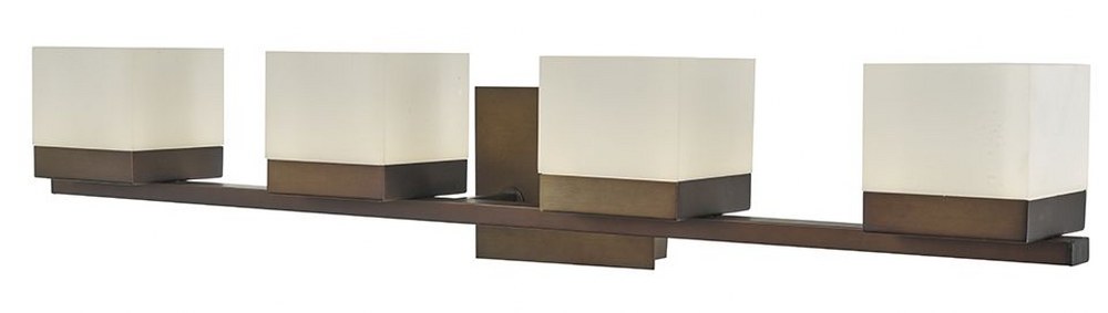 Abra Lighting-20024WV-BZ-Cubic - 30.9 Inch 22.4W 4 LED Square Edge Lite Bath Vanity   Bronze Finish with White Glass