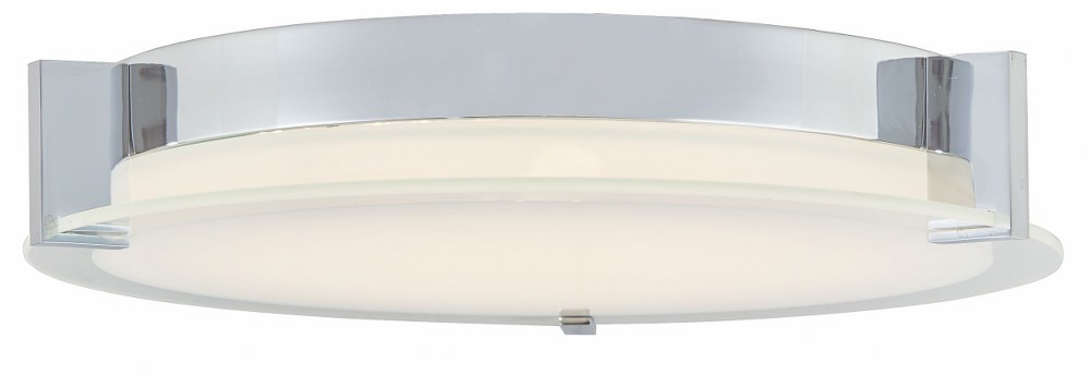 Abra Lighting-30010FM-CH-Matrix - 11.81 Inch 22W 1 LED Flat Round Low Profile Flush Mount   Chrome Finish with Frosted Glass