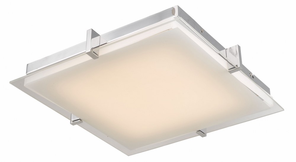 Abra Lighting-30012FM-CH-Matrix - 12.2 Inch 22W 1 LED Flat Square Low Profile Flush Mount   Chrome Finish with Frosted Glass