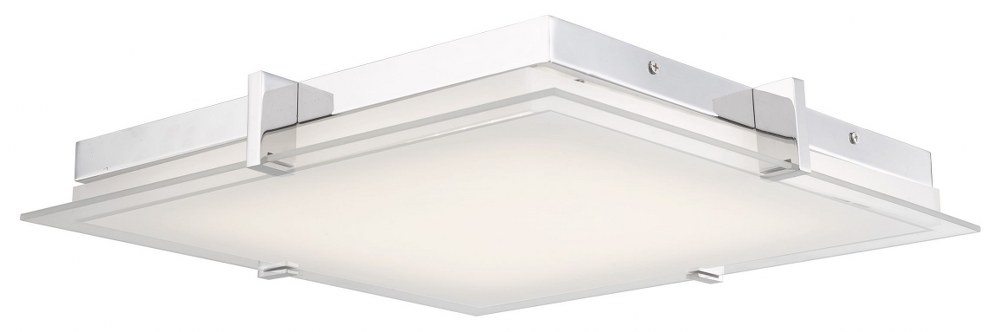 Abra Lighting-30013FM-CH-Matrix - 15.35 Inch 30W 1 LED Flat Square Low Profile Flush Mount   Chrome Finish with Frosted Glass