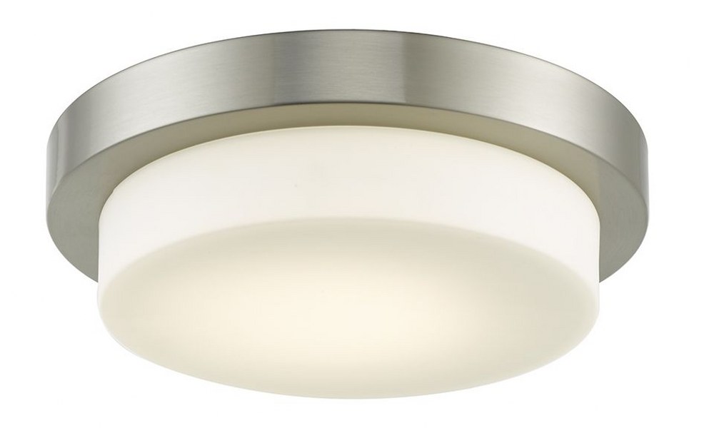 Abra Lighting-30014FM-BN-Step - 11 Inch 16W 1 LED Flush Mount   Brushed Nickel Finish with Opal Glass