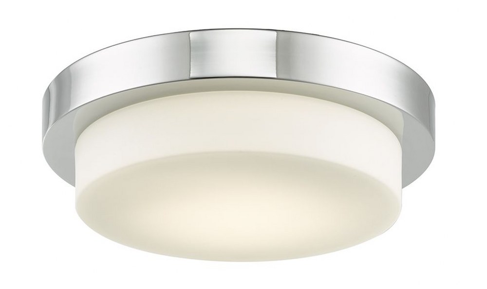 Abra Lighting-30014FM-CH-Step - 11 Inch 16W 1 LED Flush Mount   Chrome Finish with Opal Glass