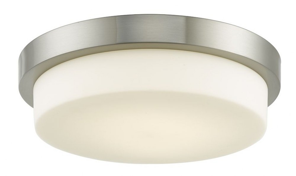 Abra Lighting-30015FM-BN-Step - 12.8 Inch 20W 1 LED Flush Mount   Brushed Nickel Finish with Opal Glass