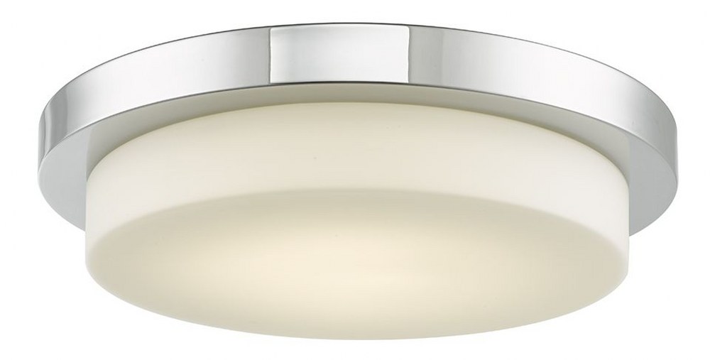 Abra Lighting-30016FM-CH-Step - 15.75 Inch 29W 1 LED Flush Mount   Chrome Finish with Opal Glass