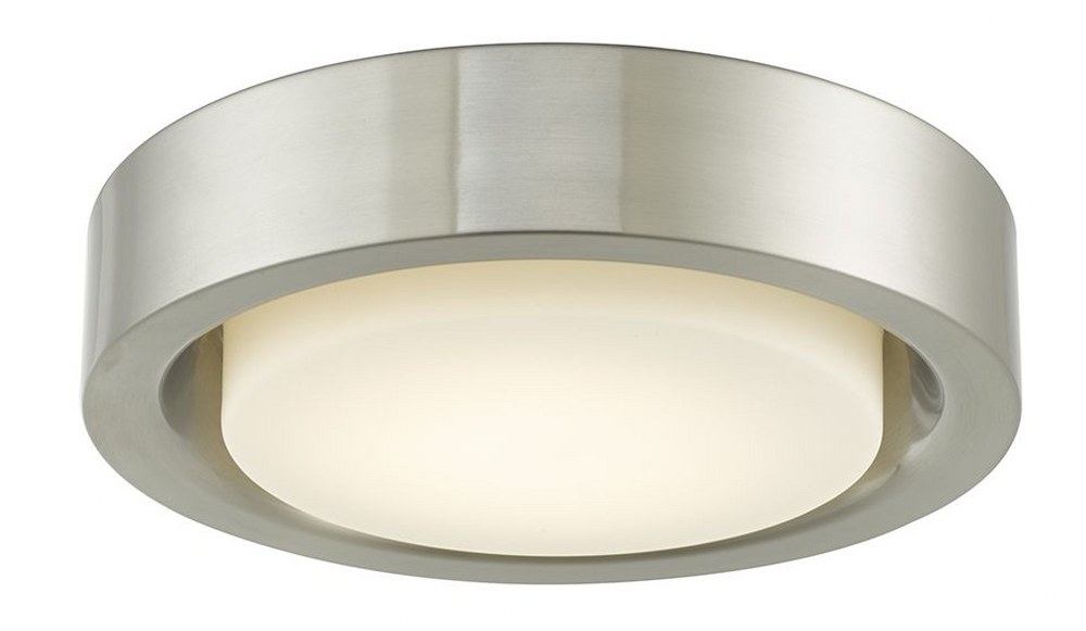 Abra Lighting-30036FM-BN-Eclipse - 13 Inch 16W 1 LED Flush Mount   Brushed Nickel Finish with Frosted Glass