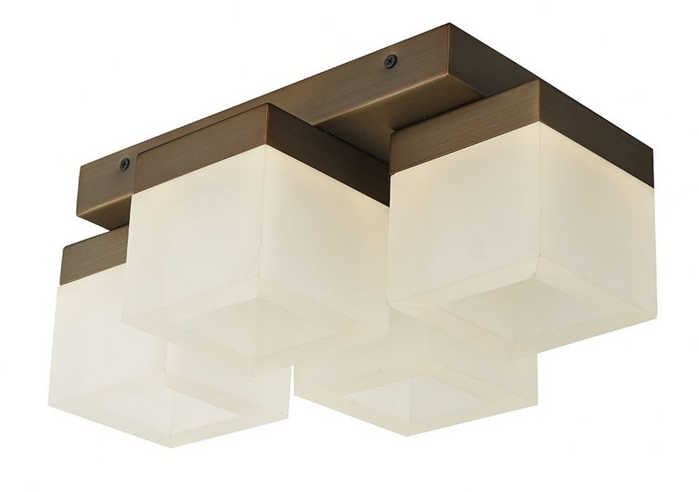 Abra Lighting-30055FM-BZ-Cubic - 14.2 Inch 22.4W 4 LED Square Edge Lite Semi-Flush Mount   Bronze Finish with White Glass