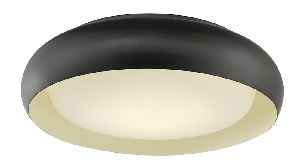 Abra Lighting-30060FM-BZ-Euphoria - 15 Inch 20W 1 LED Flush Mount   Bronze Finish with Frosted Glass