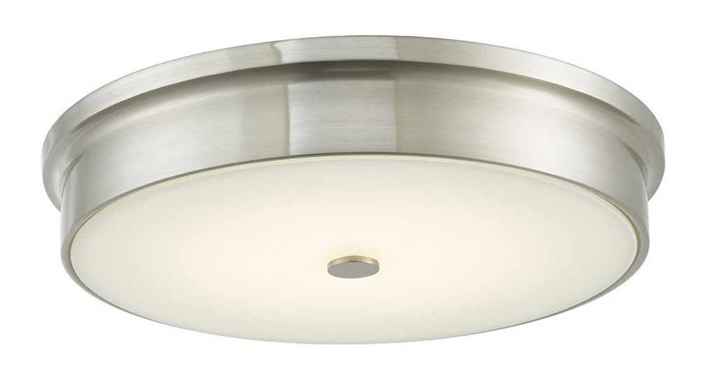Abra Lighting-30098FM-BN-Spark - 15 Inch 20W 1 LED Flush Mount   Brushed Nickel Finish with Frosted Glass
