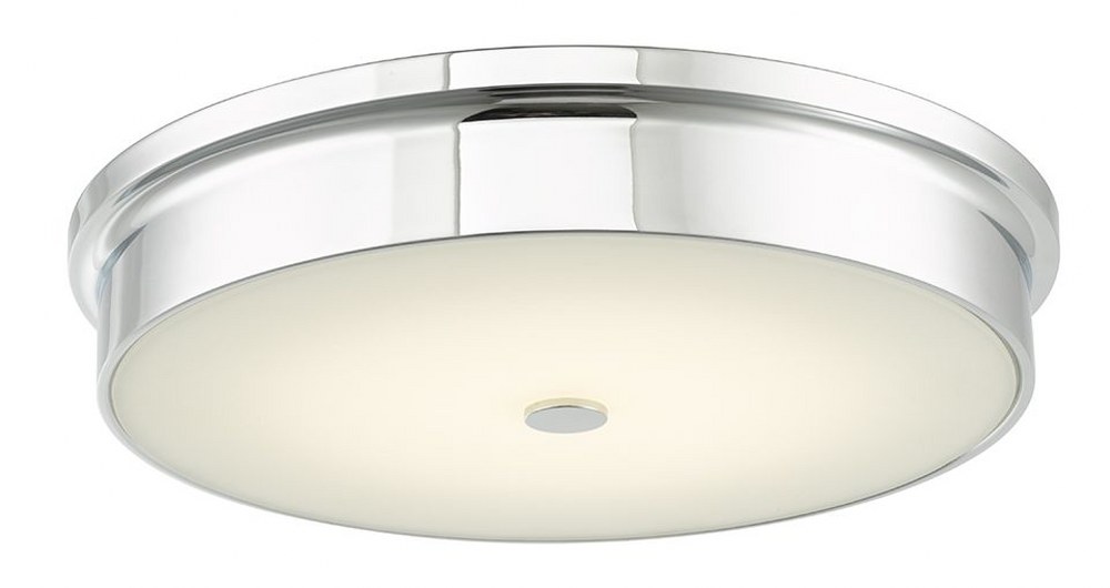 Abra Lighting-30098FM-CH-Spark - 15 Inch 20W 1 LED Flush Mount   Chrome Finish with Frosted Glass