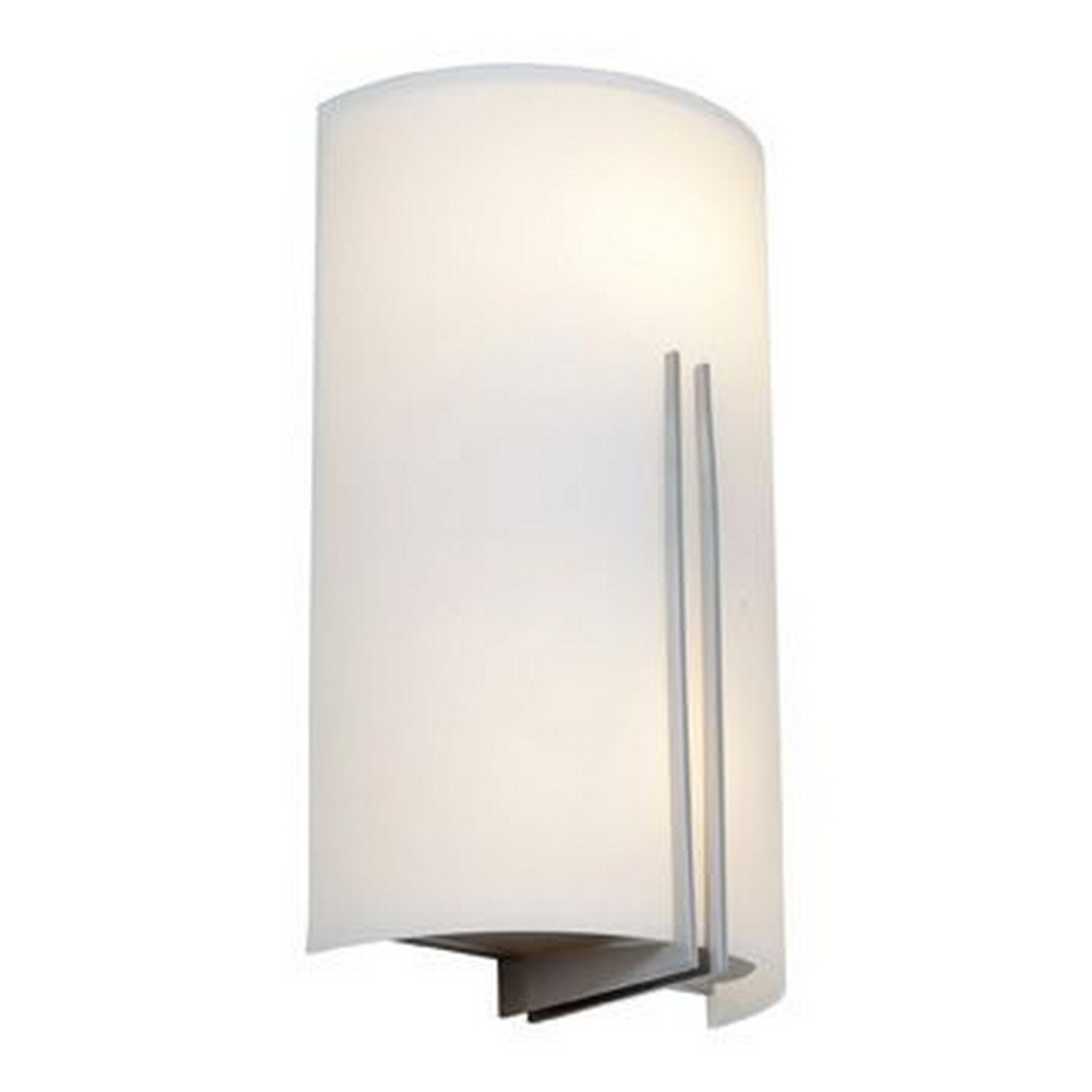 Access Lighting-20446-BS/WHT-Prong-Two Light Wall Sconce   Brushed Steel Finish with White/Sand Glass