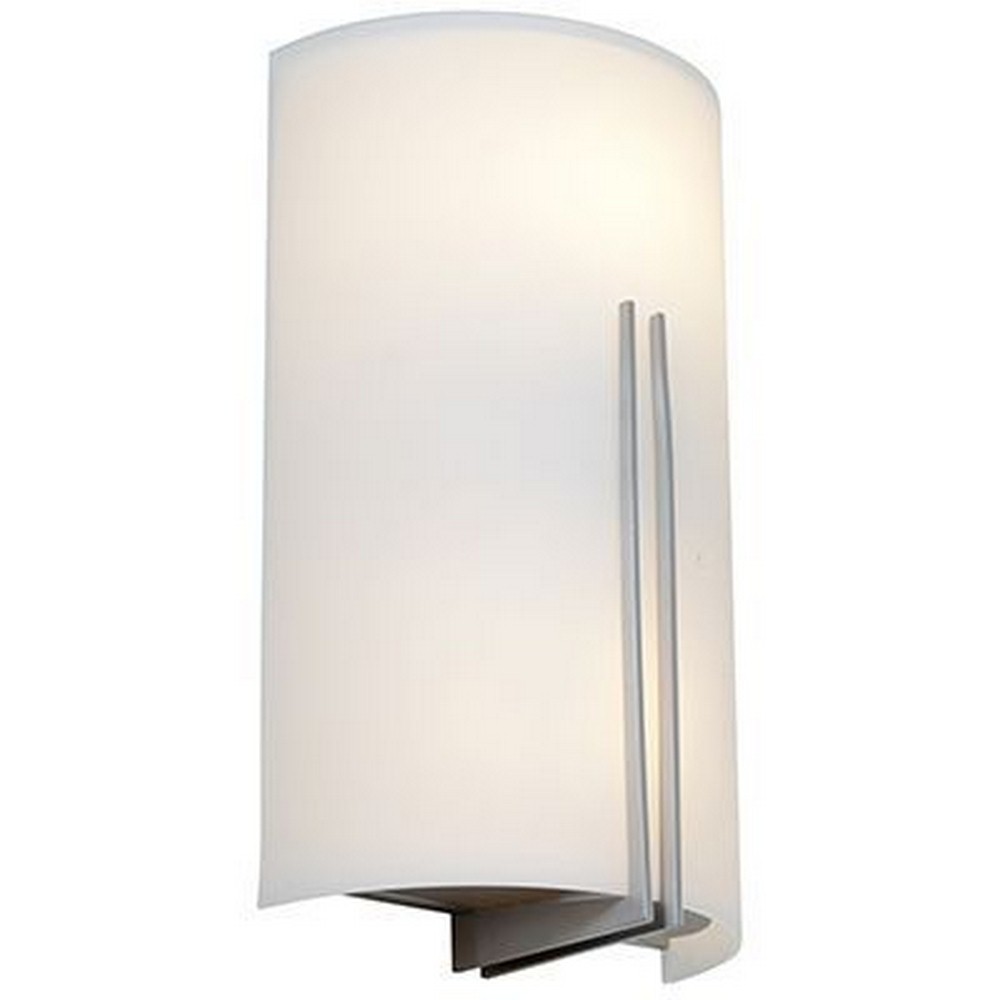 Access Lighting-20446LEDD-BS/WHT-Prong-16W 1 LED Wall Sconce-7.1 Inches Wide by 12.5 Inches Tall   Brushed Steel Finish with White Glass