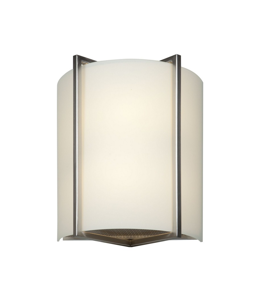 Access Lighting-20451-BS/OPL-Vector-Two Light Wall Fixture-11.25 Inches Tall   Brushed Steel Finish with Opal Glass