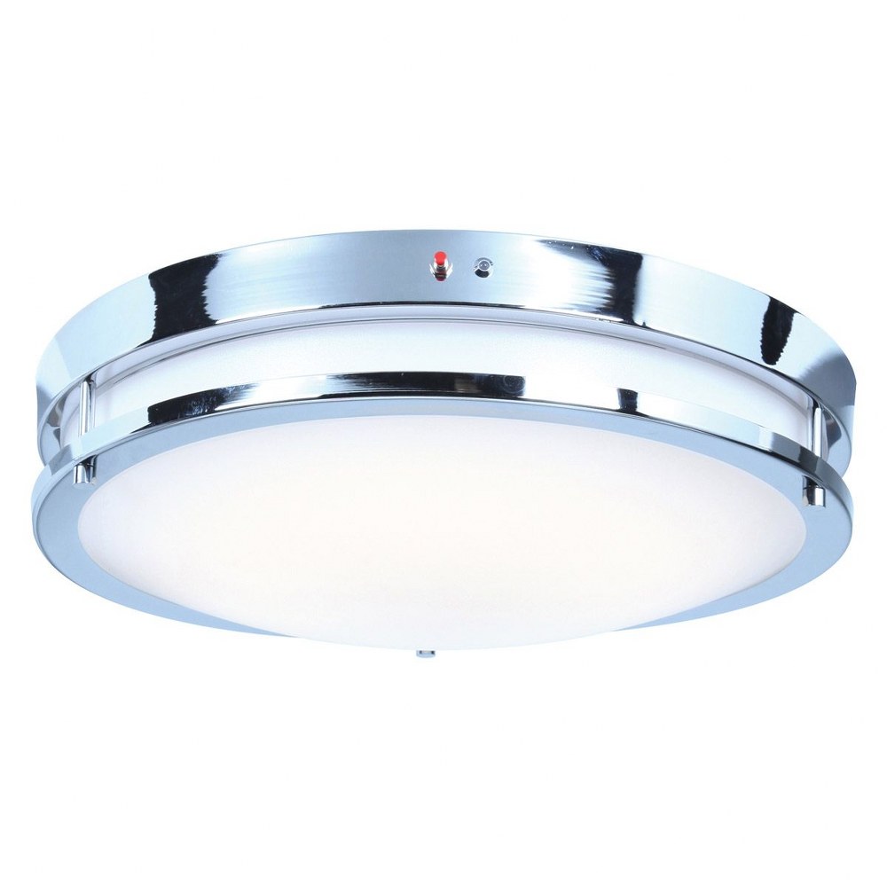 Access Lighting-20466LEDEM-CH/ACR-Solero-30W 1 LED Flush Mount with Emergency Backup in Contemporary Style-18 Inches Wide by 3.75 Inches Tall Chrome  Chrome Finish with White Acrylic Glass