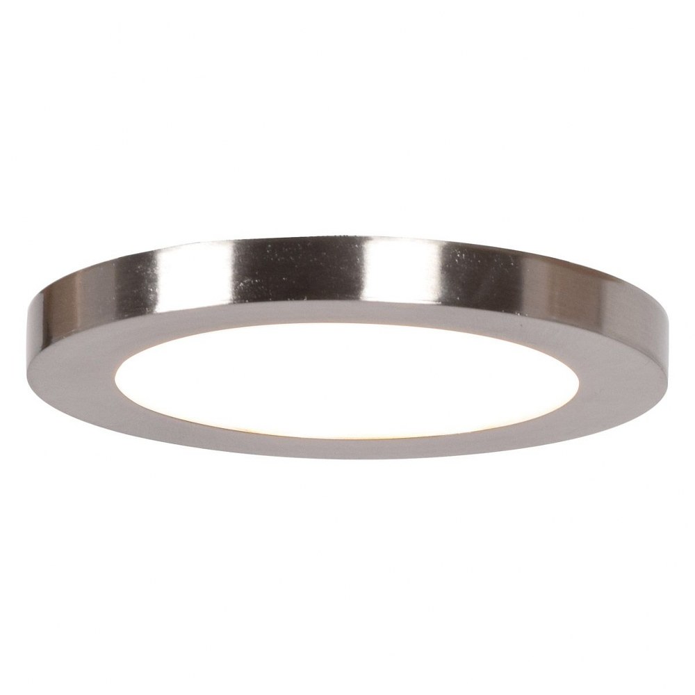 Access Lighting-20810LEDD-BS/ACR-Disc-12W 1 LED Small Round Flush Mount-5.5 Inches Wide by 0.5 Inches Tall Brushed Steel  White Finish with White Acrylic Glass