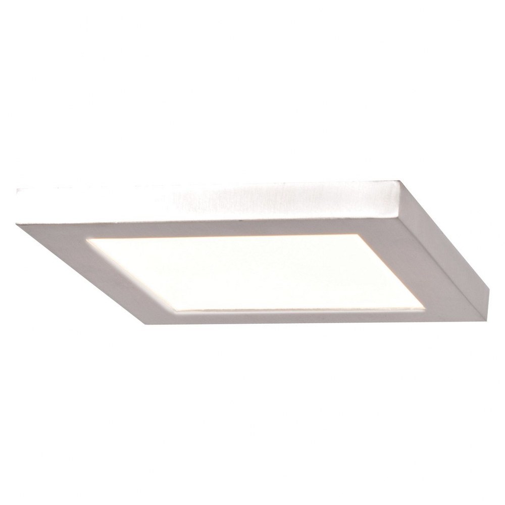 Access Lighting-20813LEDD-BS/ACR-Boxer-12W 1 LED Small Square Flush Mount-5.5 Inches Wide by 0.5 Inches Tall Brushed Steel  White Finish with White Acrylic Glass