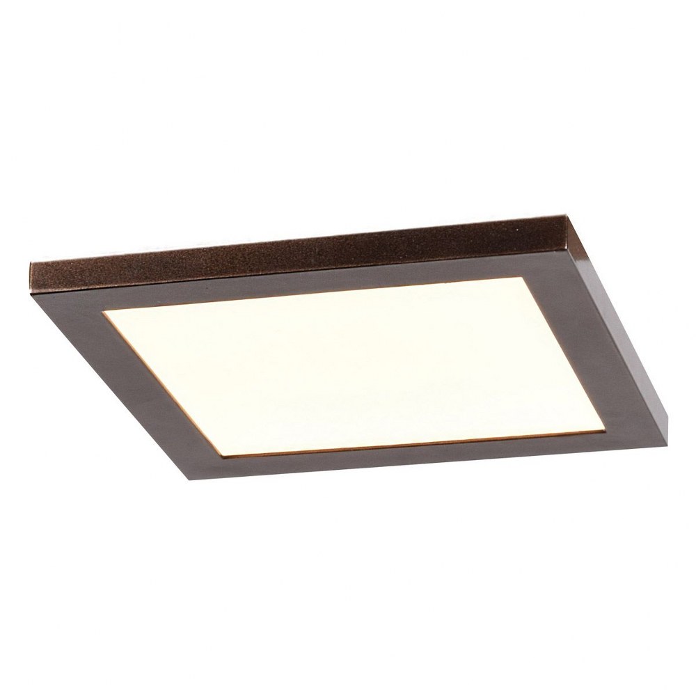 Access Lighting-20814LEDD-BS/ACR-Boxer-15W 1 LED Medium Square Flush Mount-7.5 Inches Wide by 0.5 Inches Tall Brushed Steel  White Finish with White Acrylic Glass