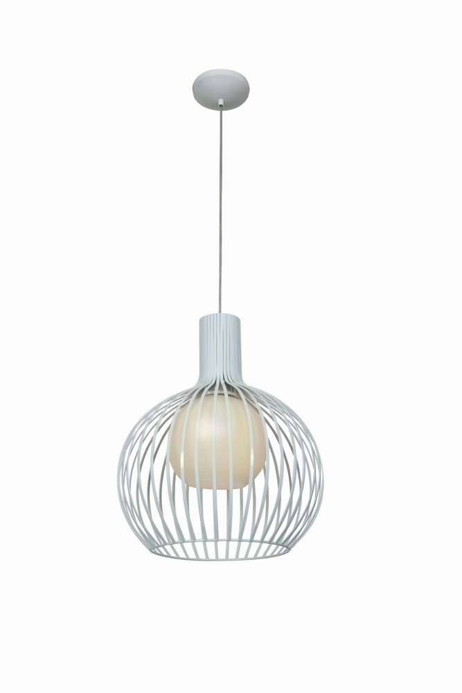 Access Lighting-23435-WH/OPL-Chuki-One Light Pendant-8 Inches Wide by 18.5 Inches Tall   White Finish with Opal Glass