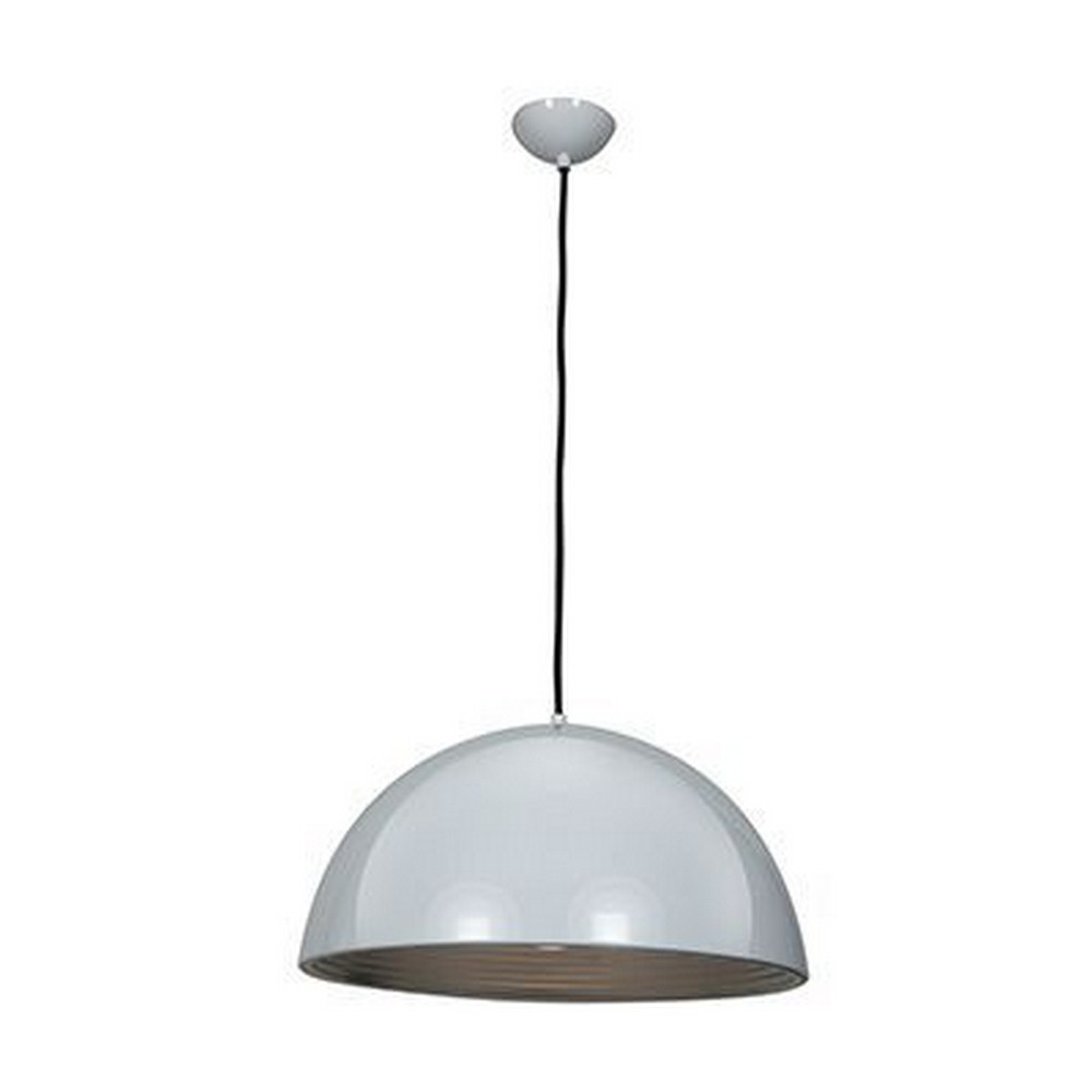Access Lighting-23767-GWH/SILV-Astro-One Light Dome Pendant-16 Inches Wide by 8 Inches Tall   Glossy White/Silver Finish