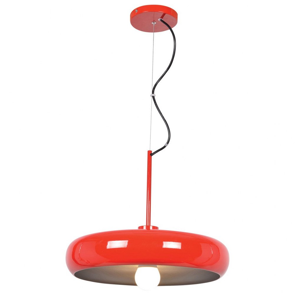 Access Lighting-23882LEDDLP-RED/SILV-Bistro-5W 1 LED Round Small Pendant-15.75 Inches Wide by 12.75 Inches Tall Red and Silver  Red and Silver Finish