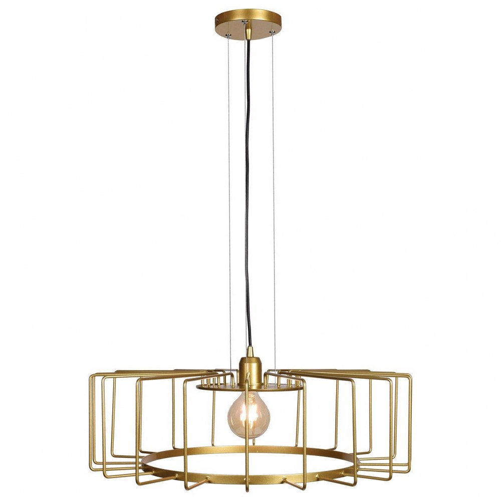 Access Lighting-23890LEDDLP-GLD-Wired-7W 1 LED Horizontal Cage Pendant in Contemporary Style-23.25 Inches Wide by 9 Inches Tall   Gold Finish