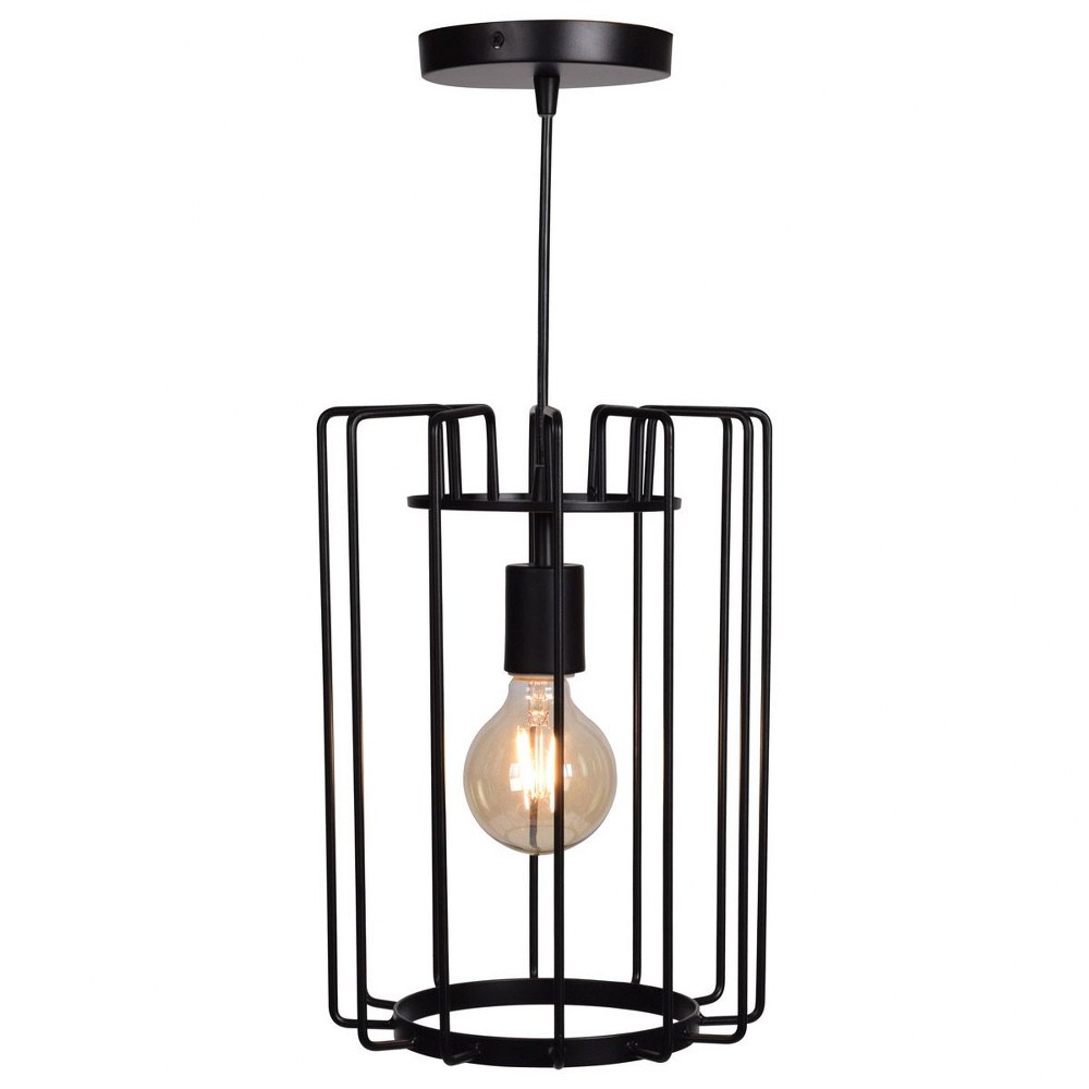 Access Lighting-23891LEDDLP-BL-Wired-7W 1 LED Vertical Cage Pendant in Contemporary Style-9 Inches Wide by 14.25 Inches Tall   Black Finish