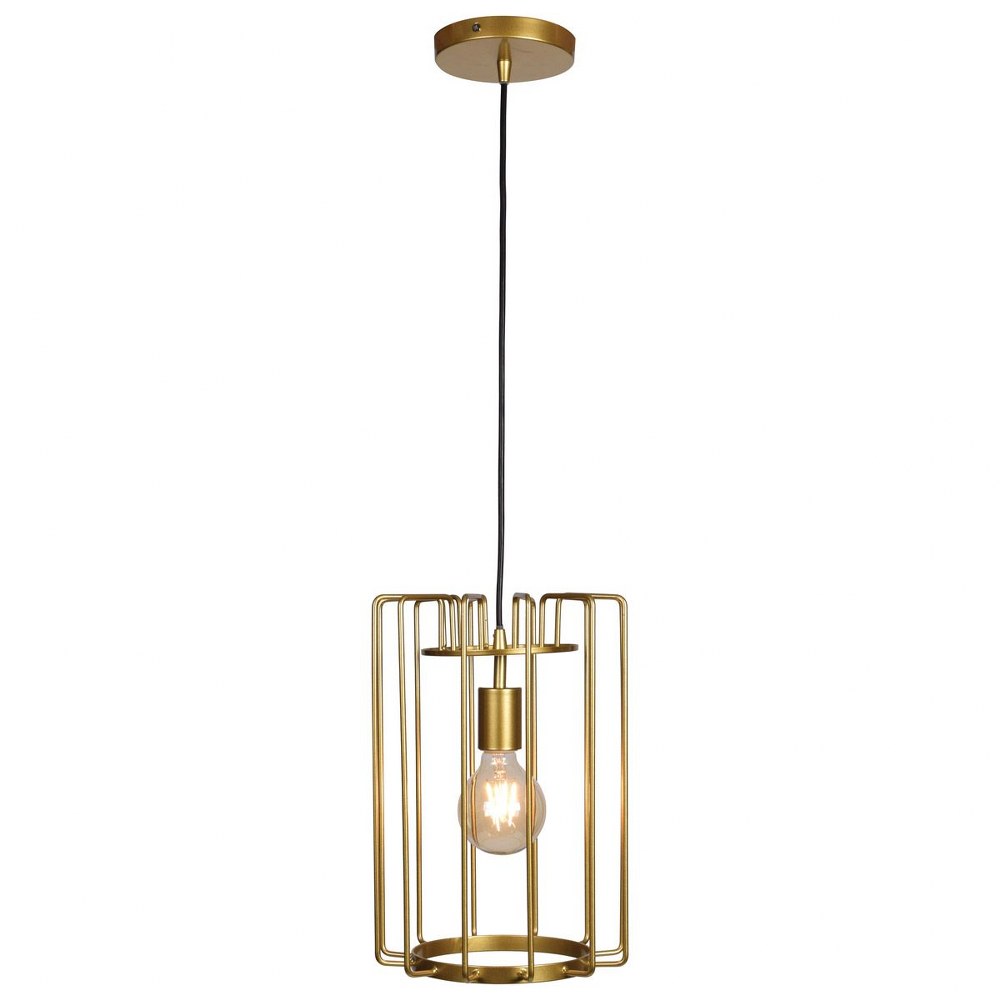 Access Lighting-23891LEDDLP-GLD-Wired-7W 1 LED Vertical Cage Pendant in Contemporary Style-9 Inches Wide by 14.25 Inches Tall   Gold Finish
