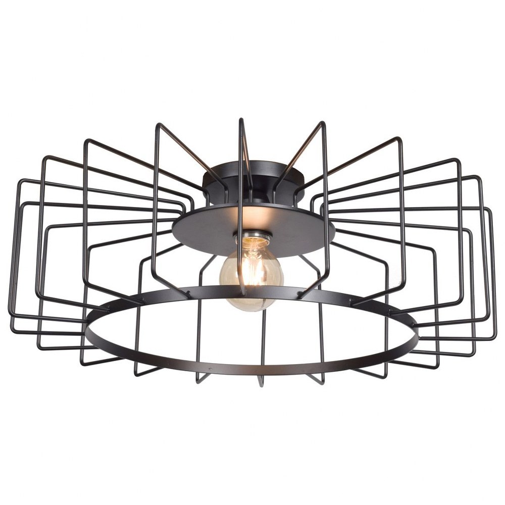 Access Lighting-23892LEDDLP-BL-Wired - 23.25 Inch 7W 1 LED Horizontal Cage Flush Mount Black  Gold Finish