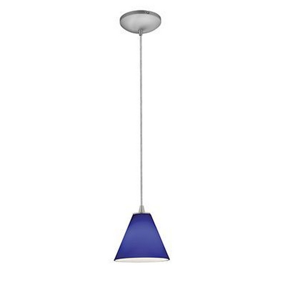 Access Lighting-28004-3C-BS/COB-Martini-11W 1 LED Cord Pendant-7 Inches Wide by 6 Inches Tall Cobalt  Brushed Steel Finish