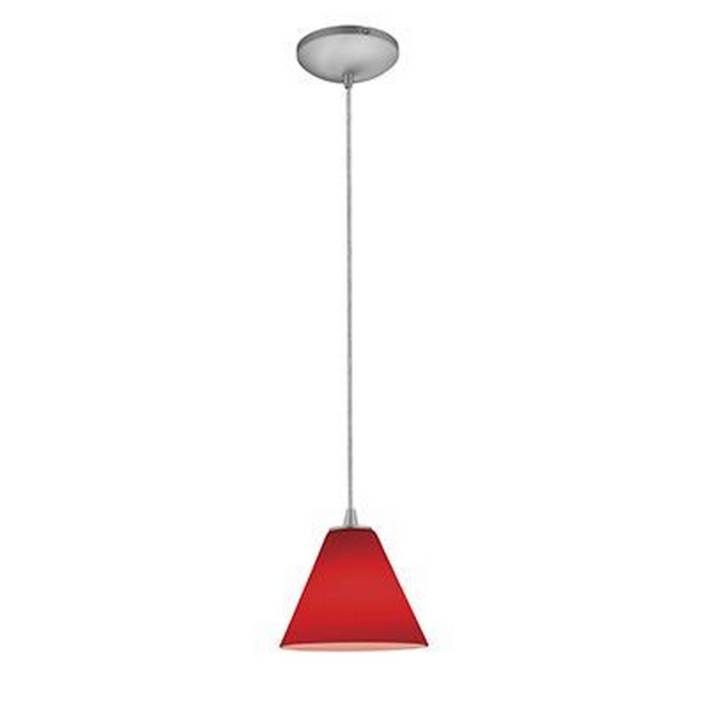 Access Lighting-28004-3C-BS/RED-Martini-11W 1 LED Cord Pendant-7 Inches Wide by 6 Inches Tall Red  Brushed Steel Finish