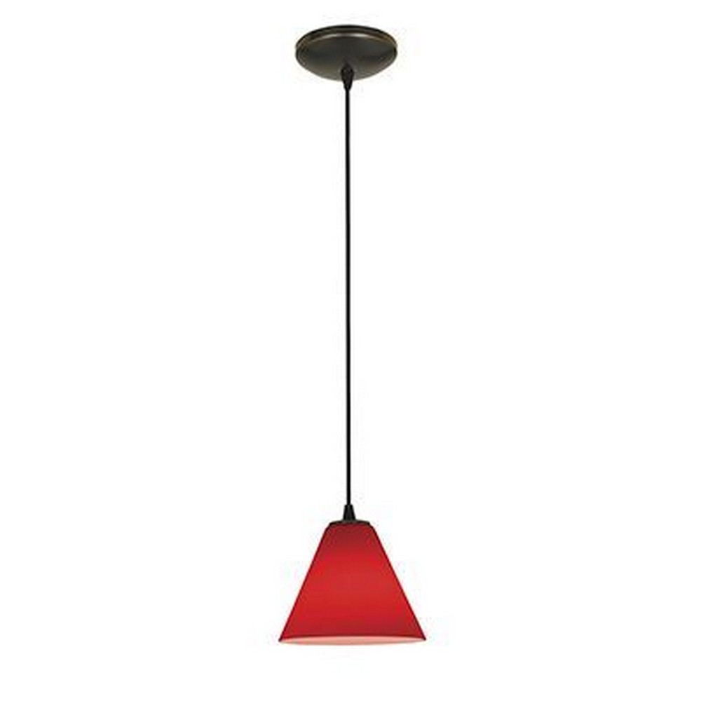 Access Lighting-28004-3C-ORB/RED-Martini-11W 1 LED Cord Pendant-7 Inches Wide by 6 Inches Tall Red  Oil Rubbed Bronze Finish
