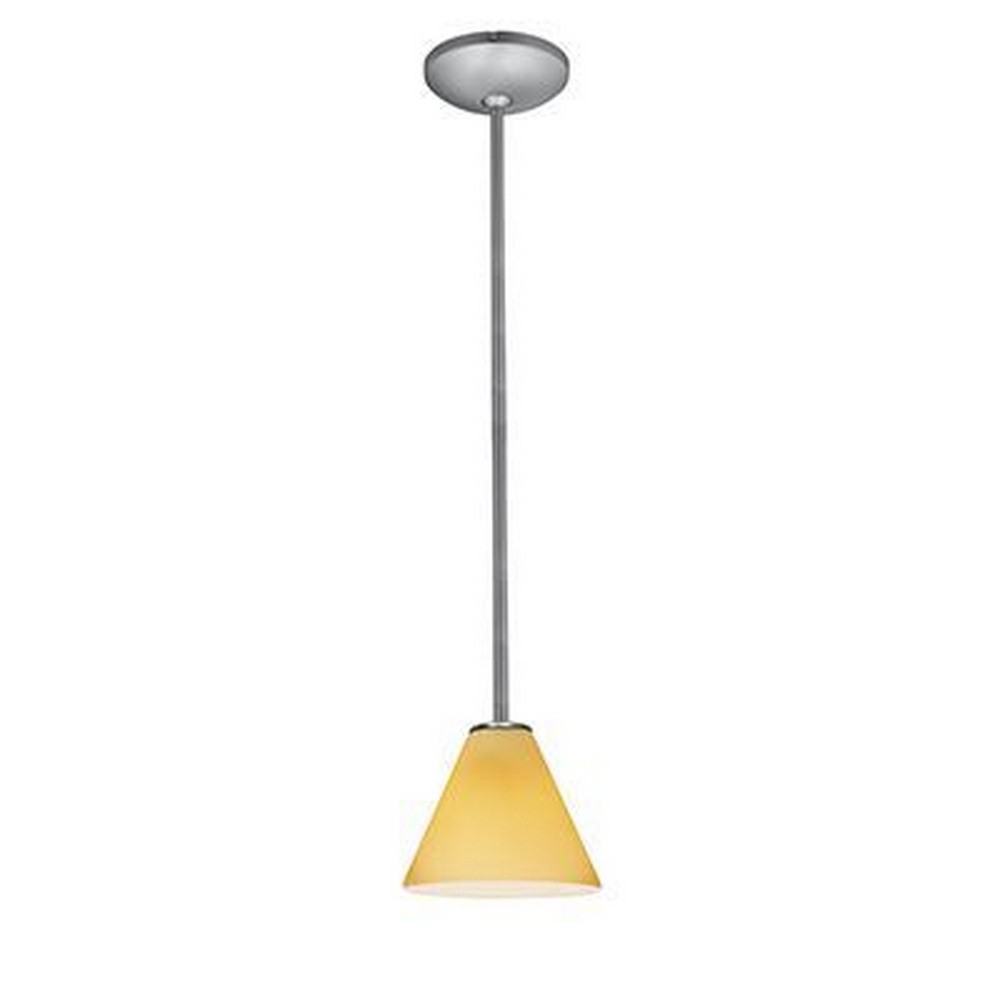 Access Lighting-28004-3R-BS/AMB-Martini-11W 1 LED Rod Pendant-7 Inches Wide by 6 Inches Tall Amber Firebird  Brushed Steel Finish
