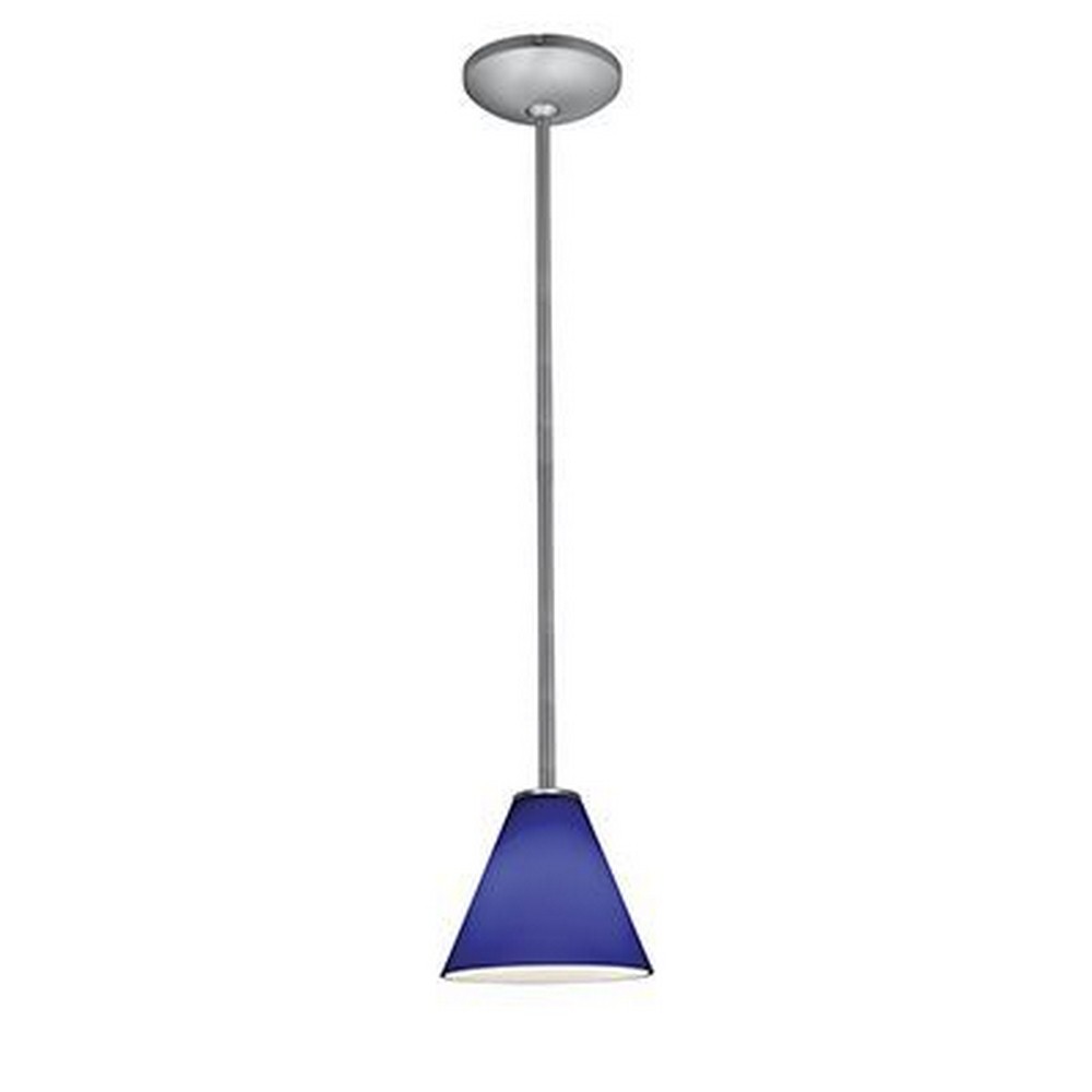 Access Lighting-28004-3R-BS/COB-Martini-11W 1 LED Rod Pendant-7 Inches Wide by 6 Inches Tall Cobalt  Brushed Steel Finish