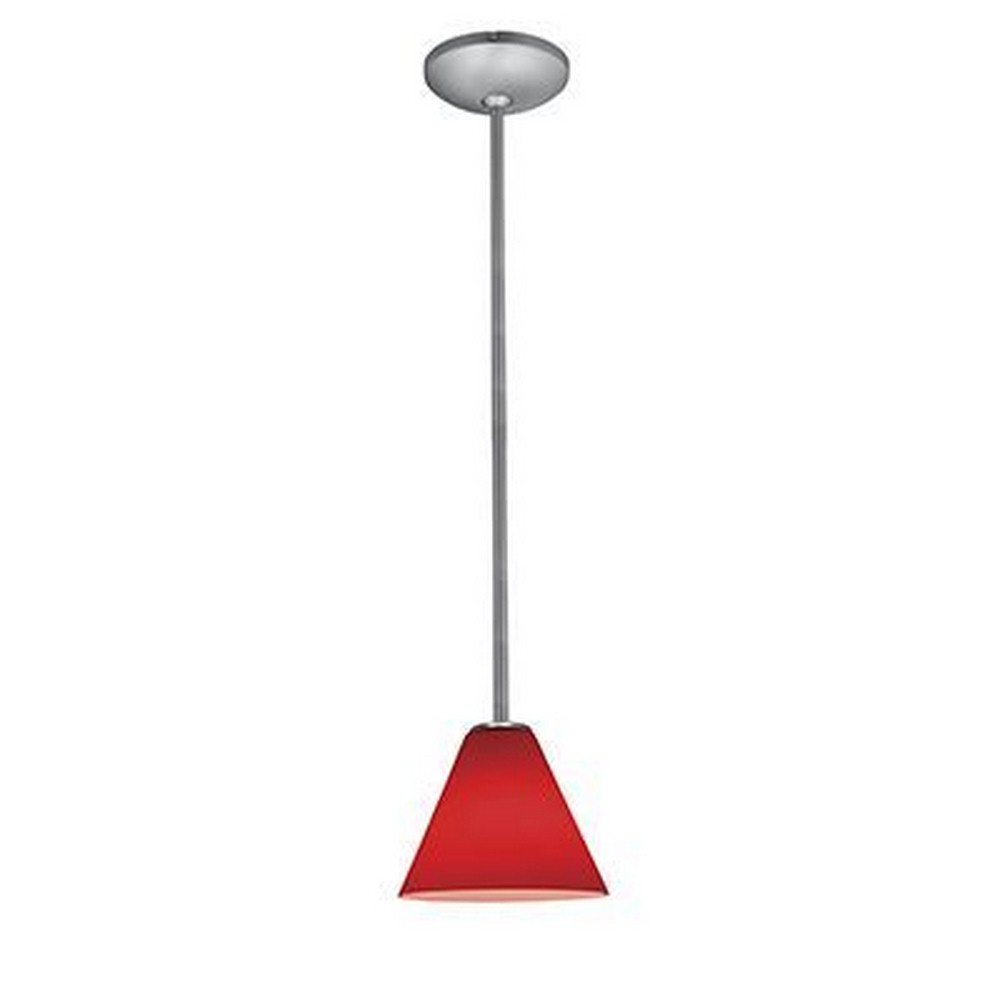 Access Lighting-28004-3R-BS/RED-Martini-11W 1 LED Rod Pendant-7 Inches Wide by 6 Inches Tall Brushed Steel Red Oil Rubbed Bronze Finish