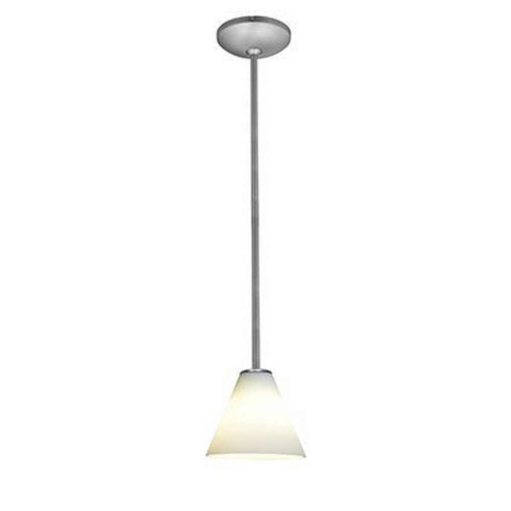 Access Lighting-28004-3R-BS/WHT-Martini-11W 1 LED Rod Pendant-7 Inches Wide by 6 Inches Tall White  Brushed Steel Finish