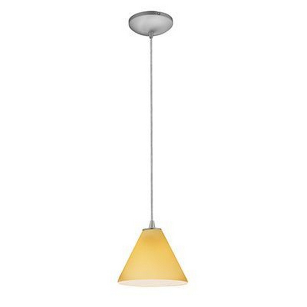 Access Lighting-28004-4C-BS/AMB-Martini-12W 1 LED Cord Pendant-7 Inches Wide by 6 Inches Tall Amber Firebird  Brushed Steel Finish